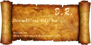 Dormány Réka névjegykártya
